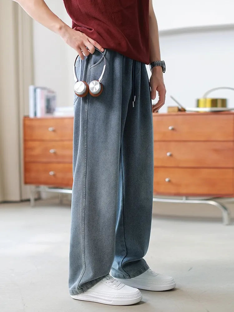 Jeans Uomo Primavera in Denim Lavato Loose Fit Gamba Dritta