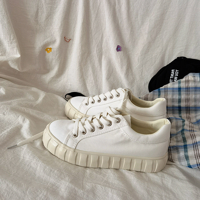 Women's Low-Top Canvas Sneakers with Laces – Rubber Sole