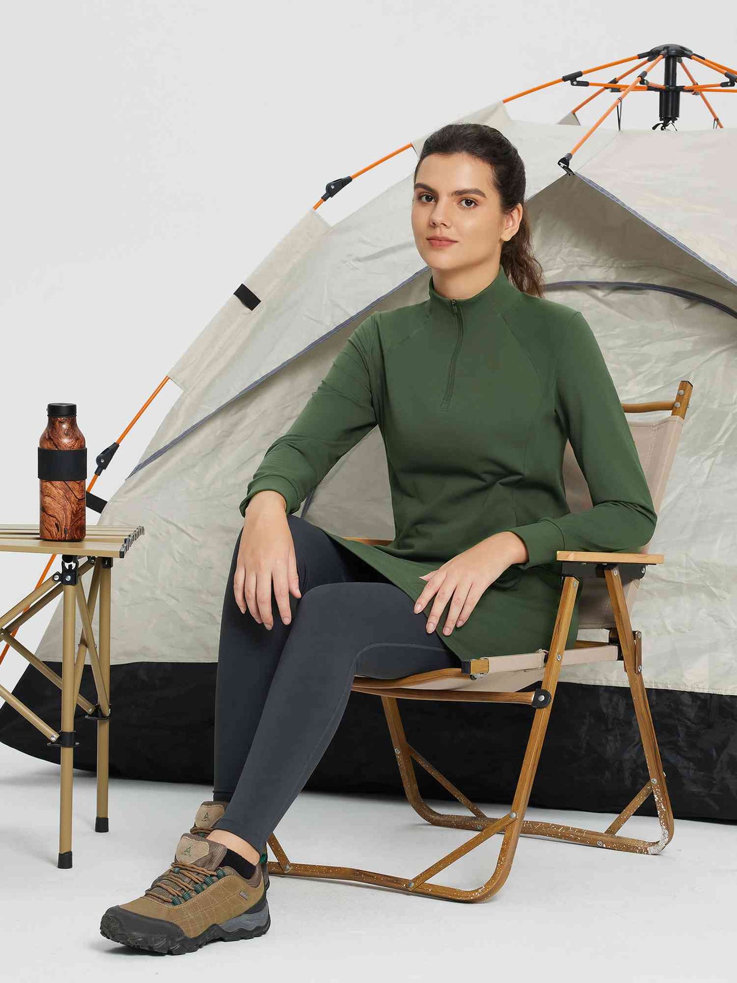 Abito Invernale Donna Maglia Collo Alto Zip Tasche Laterali Spacco Orlo
