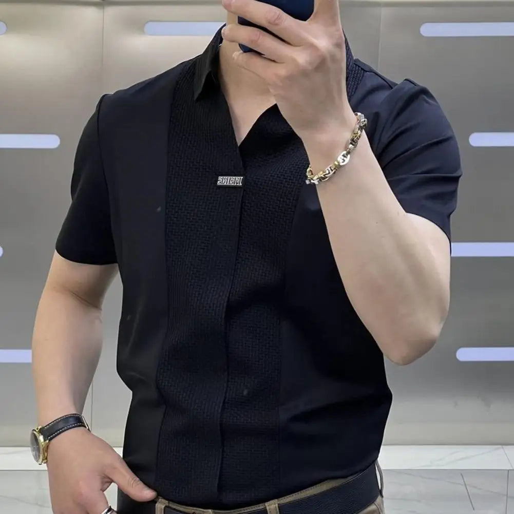 Men's Shirt with Buttons and Rolled-Up Sleeves – Comfortable Fit