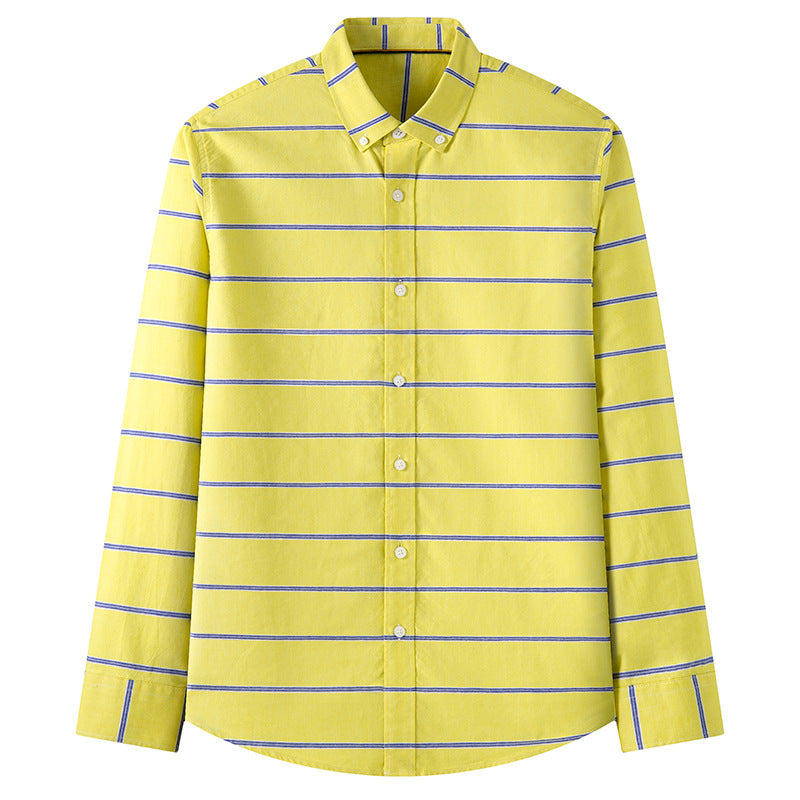 Men's Long Sleeve Shirt with Plaid Pattern and Relaxed Fit