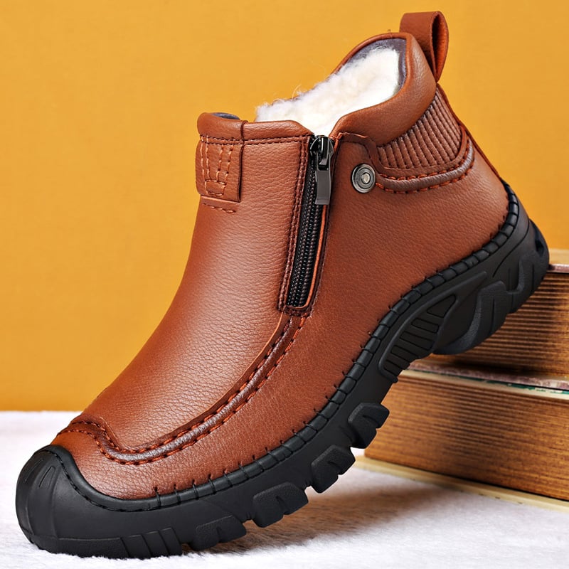 Men's Winter Shoes with Soft Lining, Rounded Toe, and Flat Heel