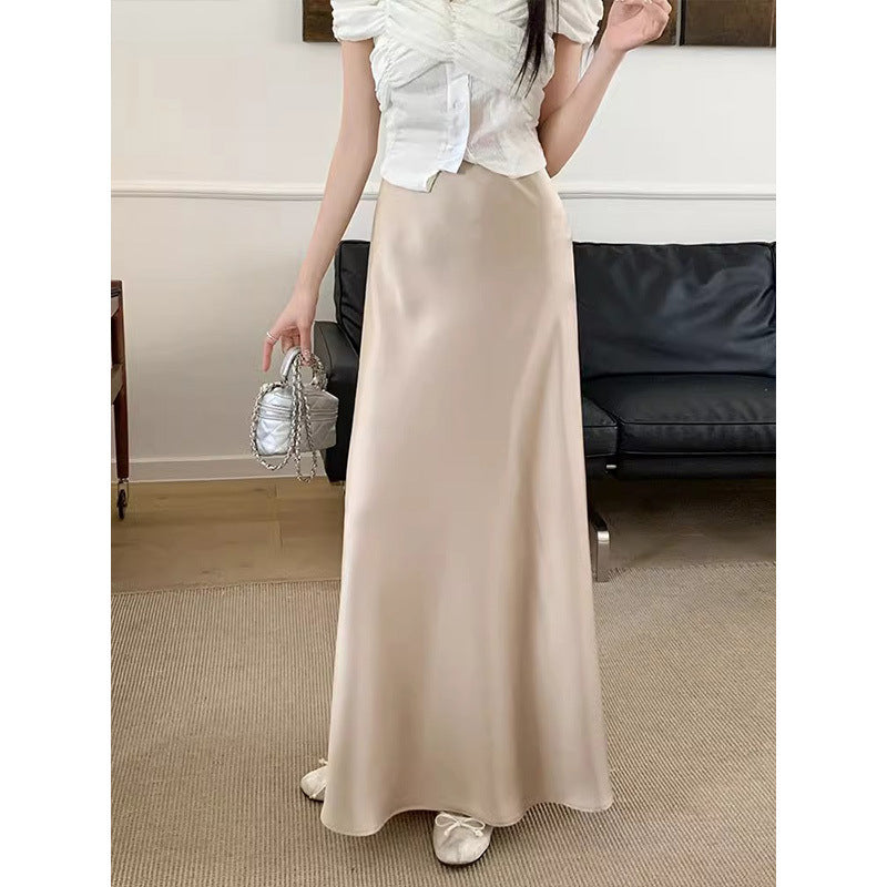 Women's Mid-Length High-Waist Skirt with Side Design