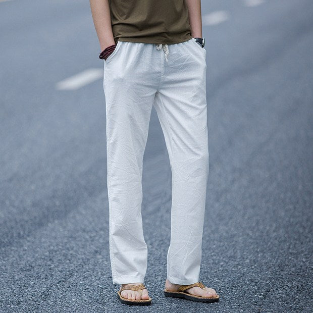 Men's Linen-Style Straight-Leg Pants – Loose Fit