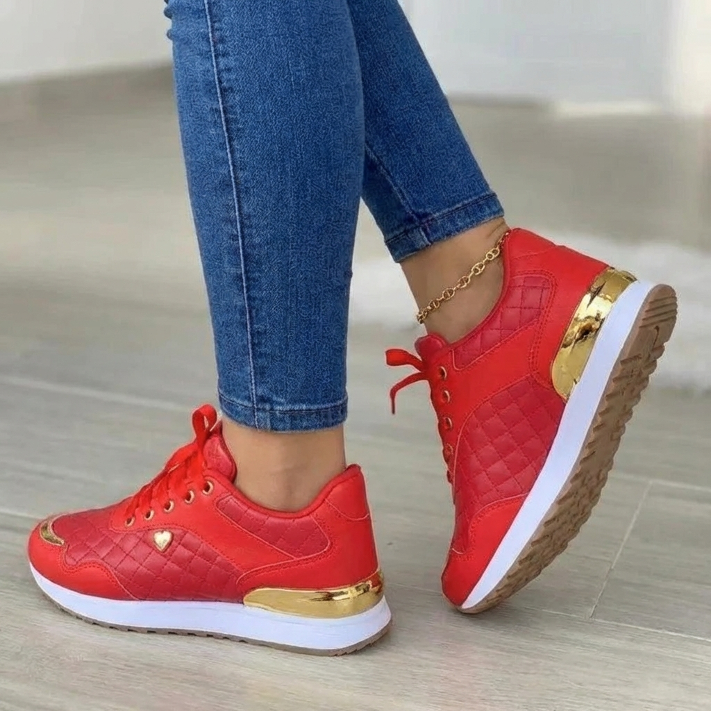 Lightweight and Breathable Women's Sneakers with Thick Sole – Adjustable Fit