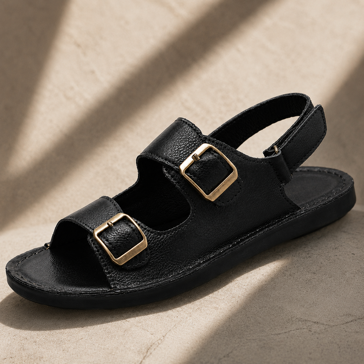 Sandali Uomo a Doppio Cinturino con Chiusura a Strappo – Pelle Style