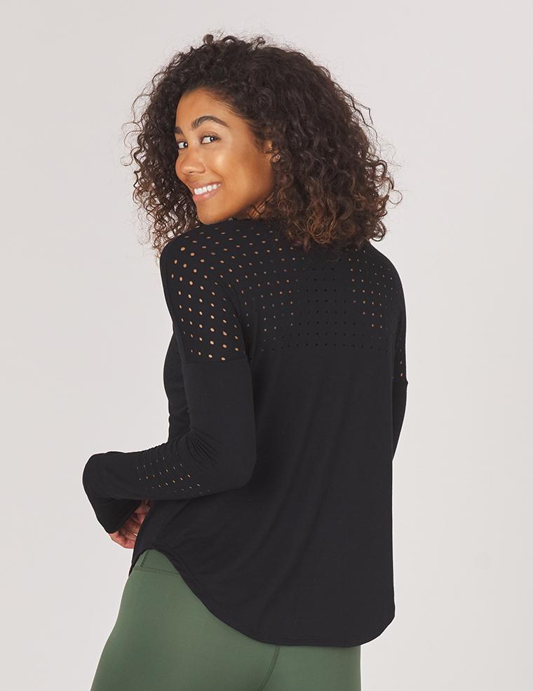 Maglia Donna Maniche Lunghe Dettagli Laser Cut Vestibilità Comoda