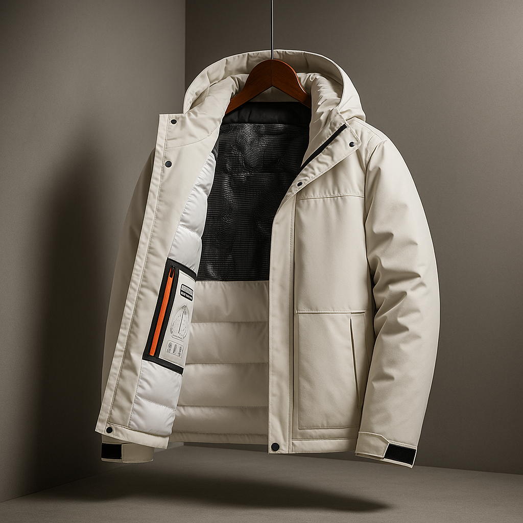 Men's Winter Down Jacket with Hood, Padded and Insulating
