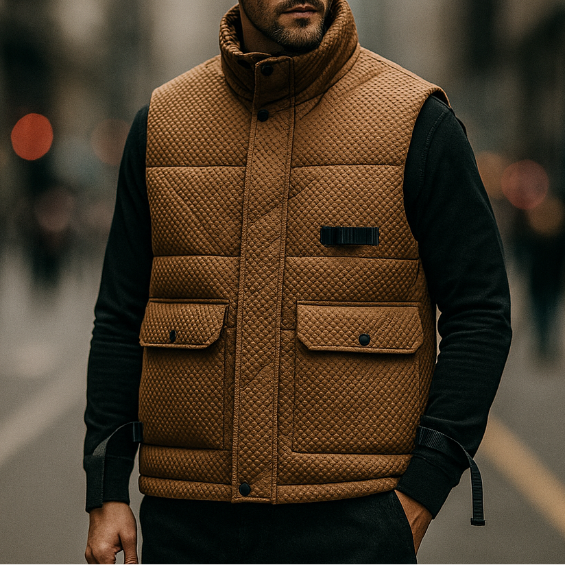 Gilet Uomo Invernale con Collo Alto, Isolante e Idrorepellente con Tasche – Stile Outdoor Funzionale