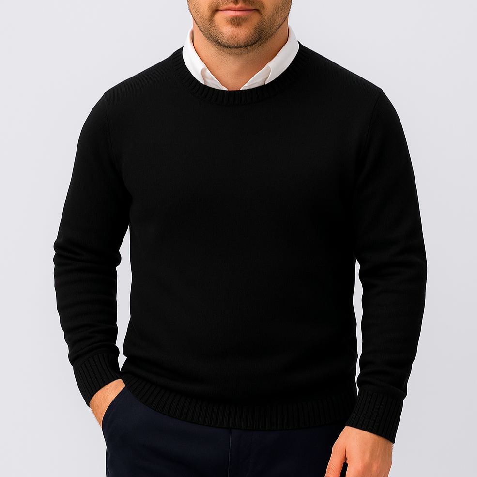 Maglione Uomo Slim Fit Girocollo con Polsini a Costine – Design Essenziale