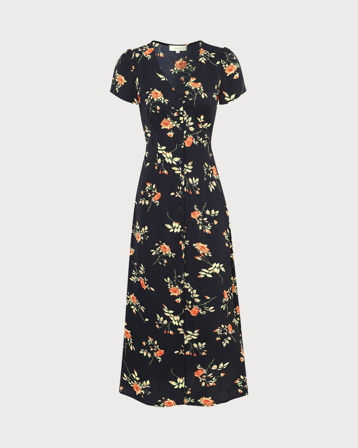 Women's Maxi Dress with V-Neck, Short Sleeves, and Floral Print