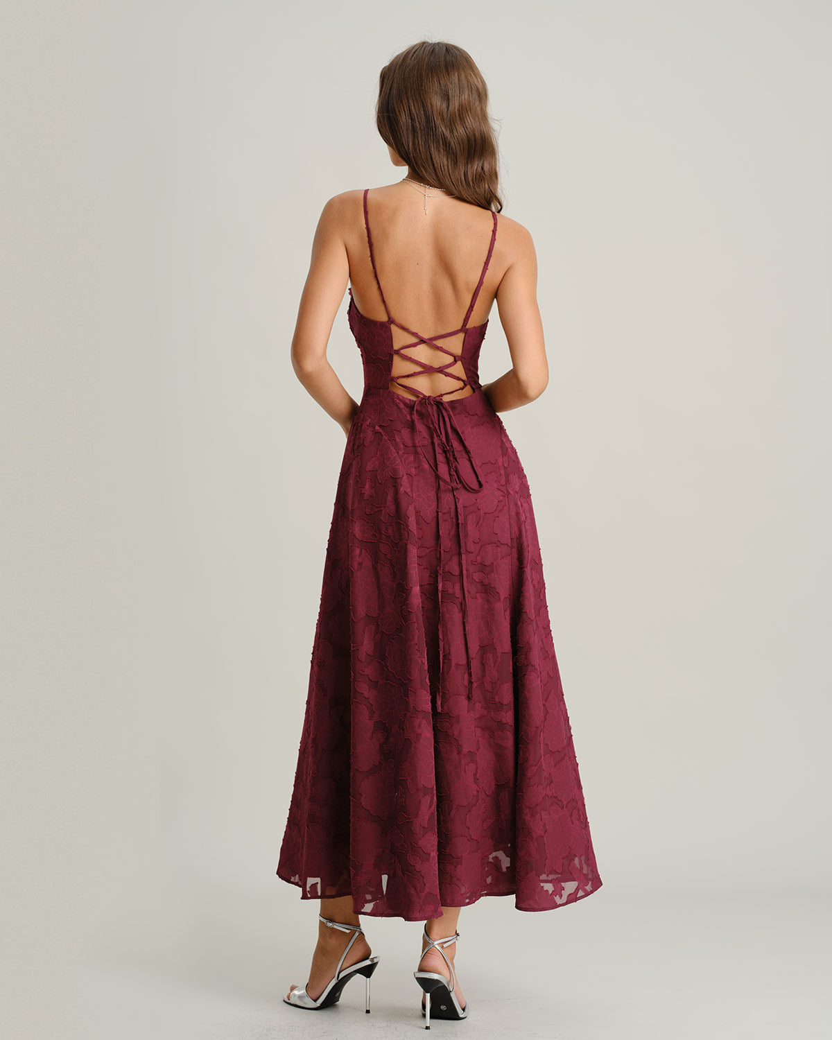 Abito Maxi Donna A-Line Scollo Drappeggiato Spalline Sottili Fantasia Floreale