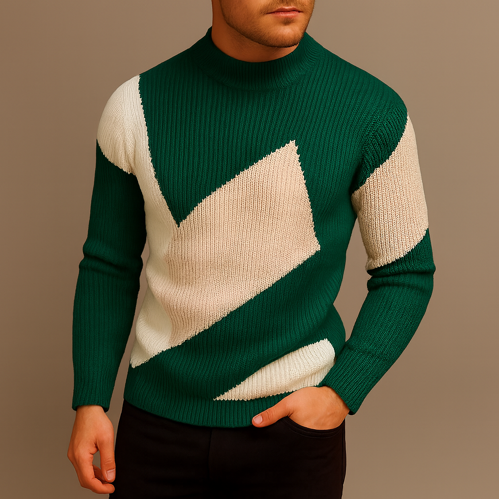 Maglione Uomo Slim Fit a Blocchi di Colore – Design Moderno in Maglia