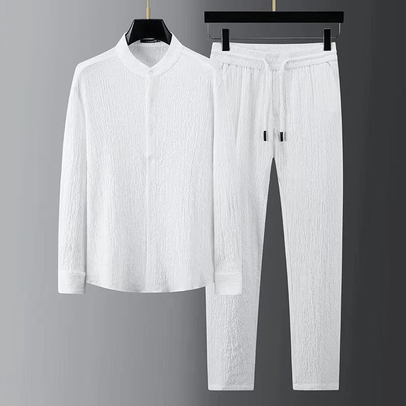 Men's Jumpsuit with Single-Breasted Closure and Elastic Waist