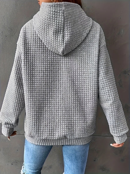 Felpa Donna con Cappuccio in Tessuto Waffle e Tasca Marsupio – Uso Quotidiano