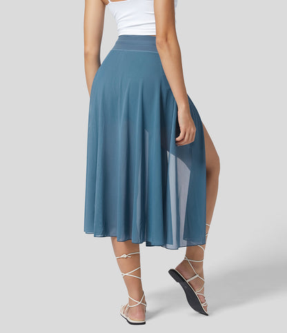 Gonna Midi Donna 2-in-1 con Tasca Laterale Nascosta e Vita Elasticizzata
