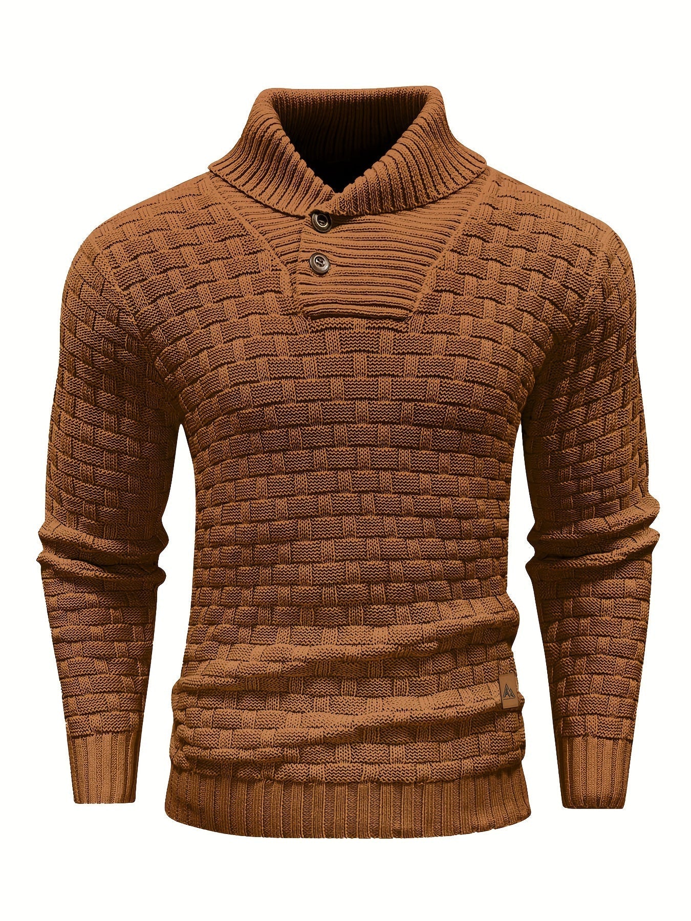 Maglione Uomo in Maglia Waffle con Collo a Sciarpa