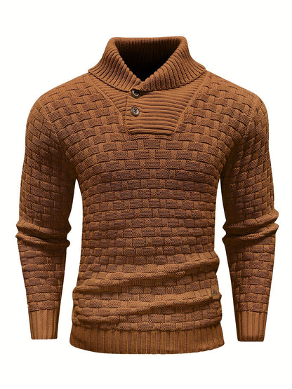 Maglione Uomo in Maglia Waffle con Collo a Sciarpa