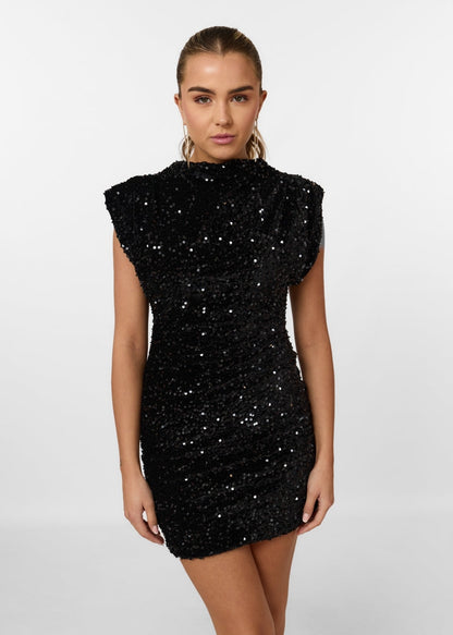 Women's Party Dress with Sequins and V-Neck – Elegant and Fitted