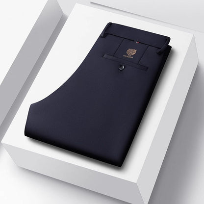 Pantaloni Uomo da Abito Dritti Business con Vita Media Elastica – Stile Formale