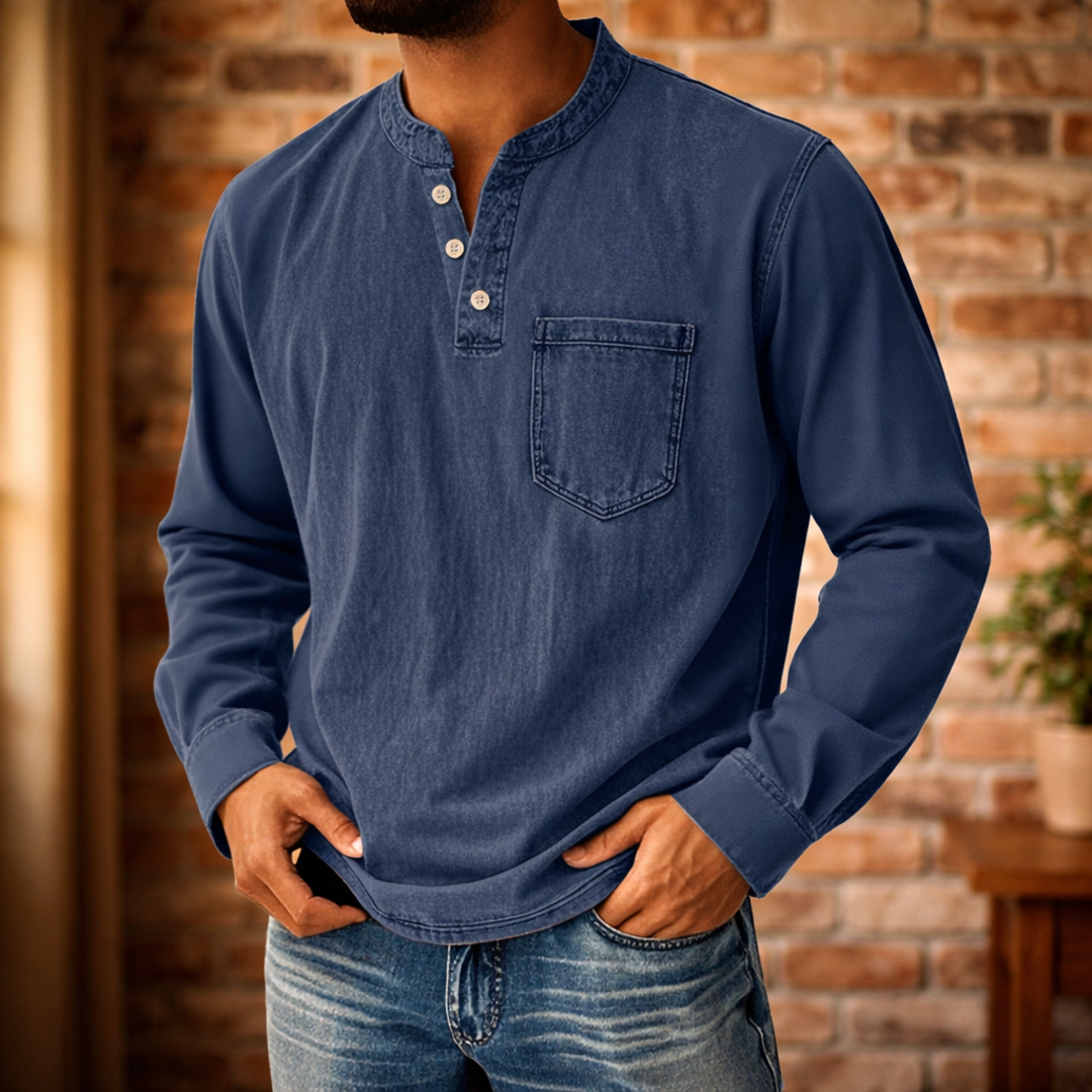 Camicia Uomo a Maniche Lunghe con Bottoni e Tasca sul Petto – Vestibilità Regolare Casual