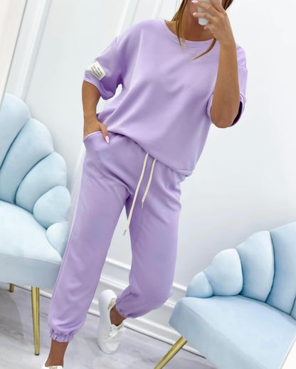 Women's Lounge Set Short Sleeve T-Shirt and Coordinated Pants