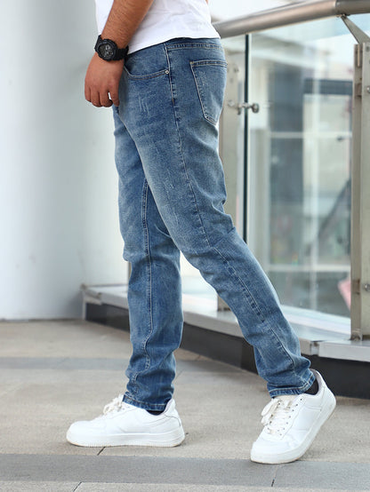 Skinny-jeans til mænd med stræk og lynlåslukning