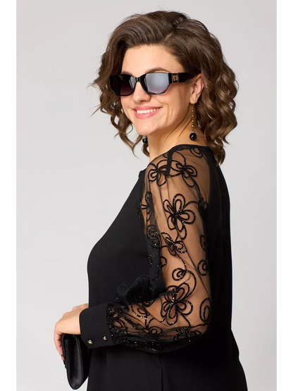 Abito Midi da Donna Primaverile con Taglio Libero e Maniche Raffinate
