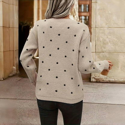 Maglione Donna a Pois con Maniche Lunghe e Scollo Tondo – Stile Versatile