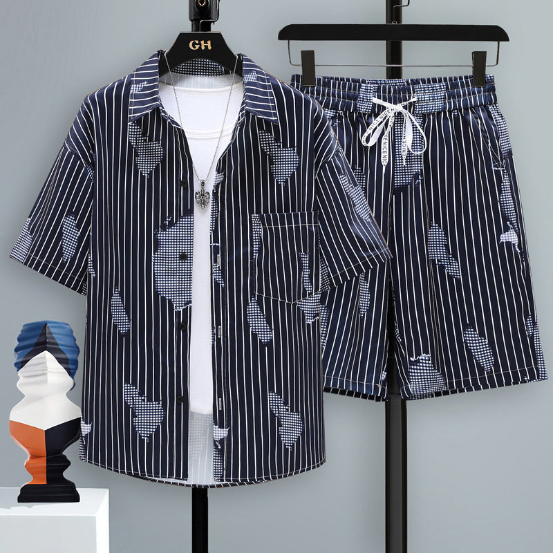 Men's Summer Two-Piece Set with Short-Sleeve T-Shirt and Shorts – Casual Sports Set