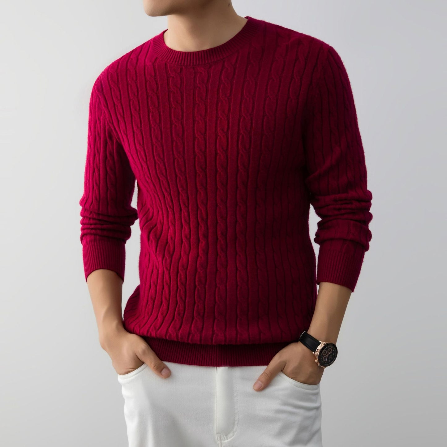 Maglione da Uomo a Maniche Lunghe a Vestibilità Ampia con Motivo Jacquard