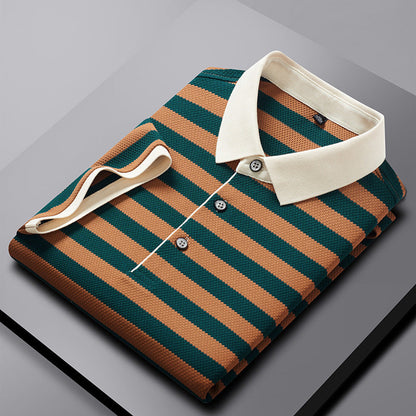 Men's Striped T-Shirt with Short Sleeves and Crew Neck