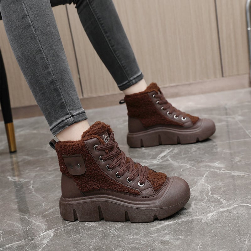 Sneakers Donna Invernali Alte con Lacci – Suola in Gomma Antiscivolo
