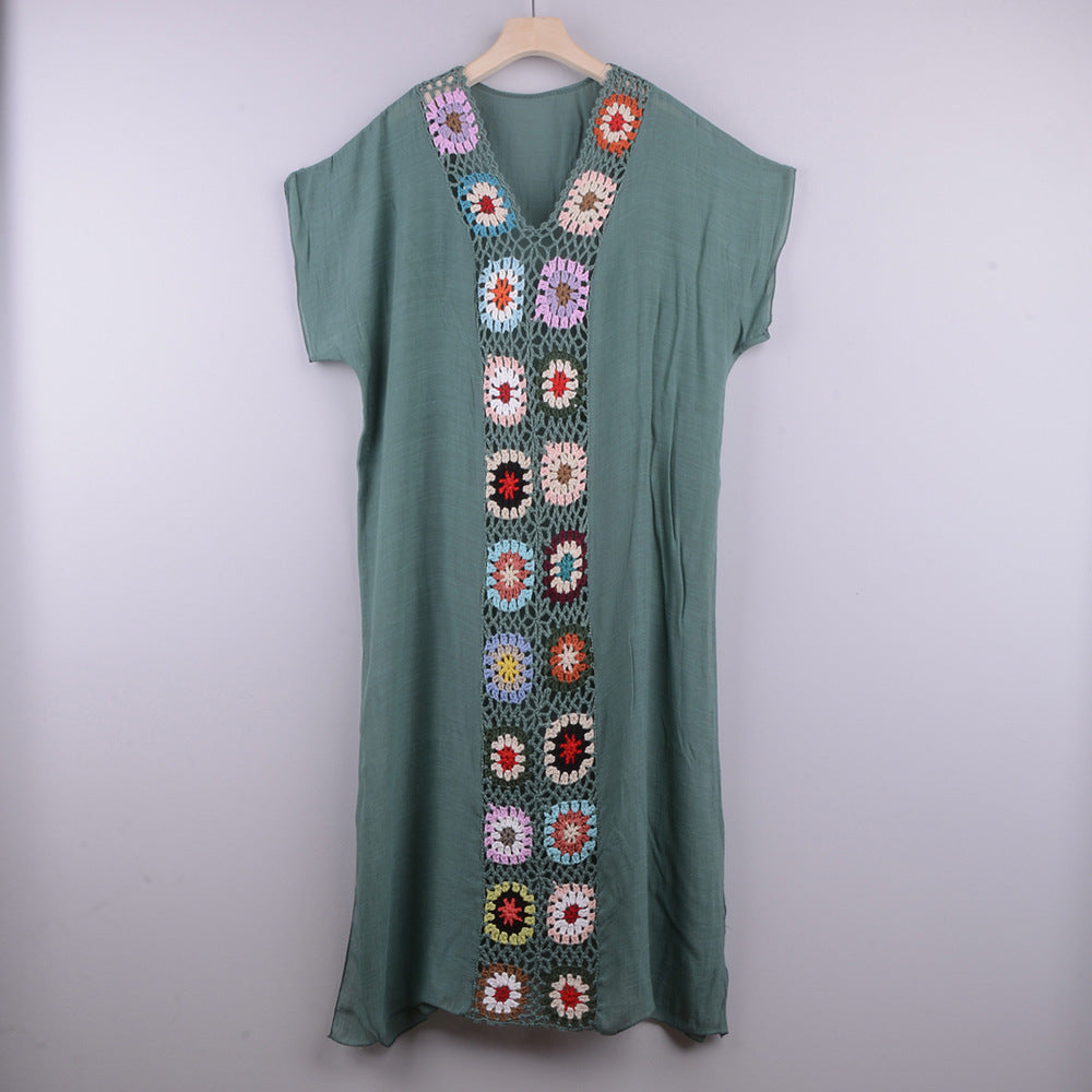 Copricostume Estivo Donna all’Uncinetto con Design a Contrasto