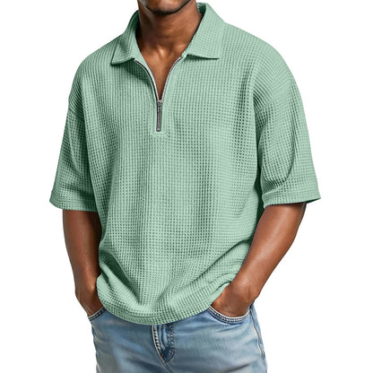Men's Summer Polo Shirt in Honeycomb Knit with Short Sleeves – Regular Fit