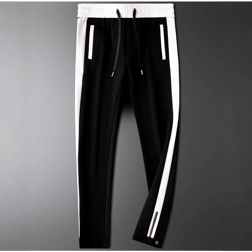 Pantaloni Dritti Uomo Autunnali Patchwork a Contrasto con Microelasticità – Stile Moderno