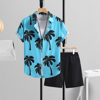 Men's Summer Set with Short Sleeve Shirt and Pants – Two-Piece Casual Outfit
