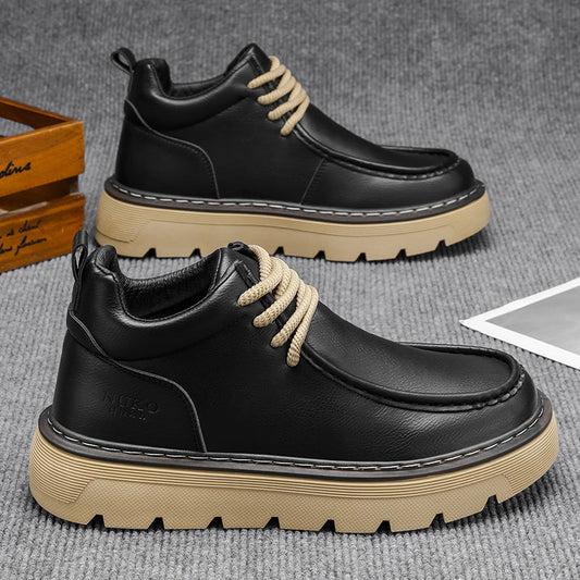 Zapatillas de hombre de caña media con suela de plataforma – Estilo retro