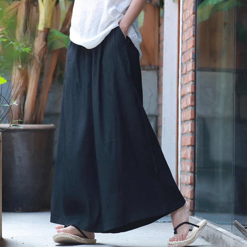 Women's Wide-Leg Pants with Loose Fit – Solid Color