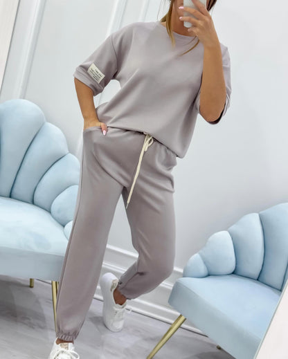 Women's Lounge Set Short Sleeve T-Shirt and Coordinated Pants