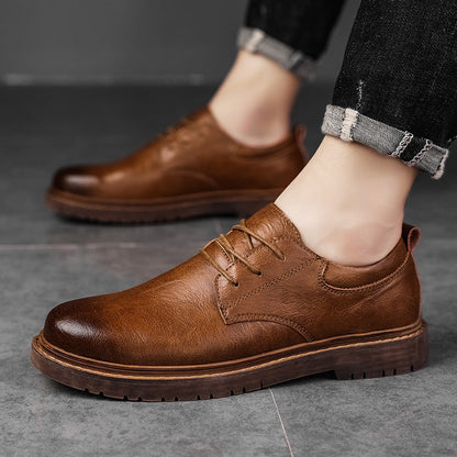 Herresko med lædereffekt og rund tå – elegante sko med gummisål