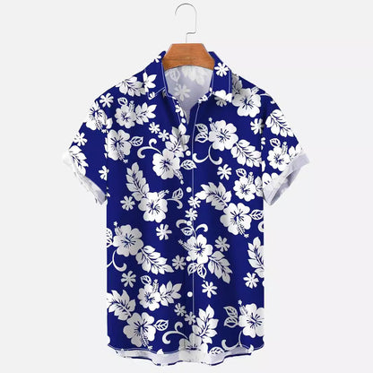 Camicia Uomo a Maniche Corte con Stampa Floreale e Tessuto Elasticizzato – Stile Casual