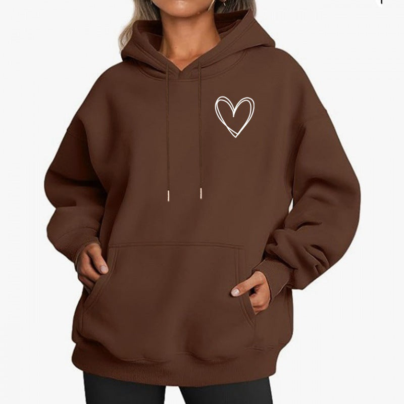Women's brushed-fabric hoodie with a hooded neckline