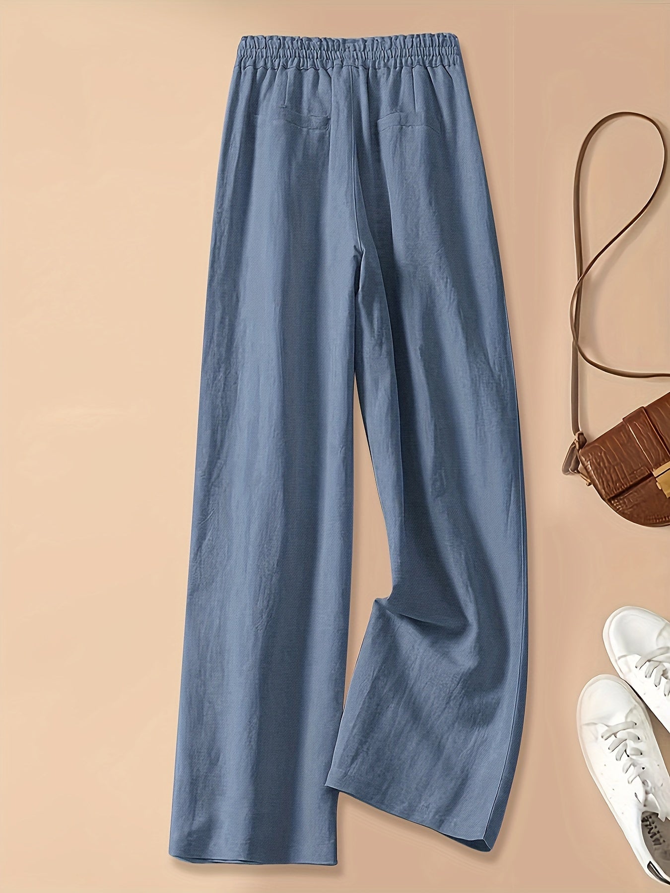 Pantaloni Donna a Vita Alta con Coulisse in Lino Blend – Stile Casual Estivo