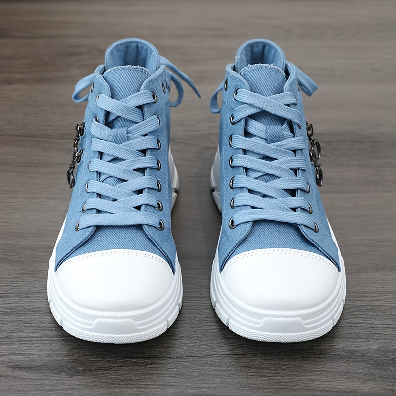 Women's Sneakers with Platform, Raised Sole, Front Lacing, and Side Zip