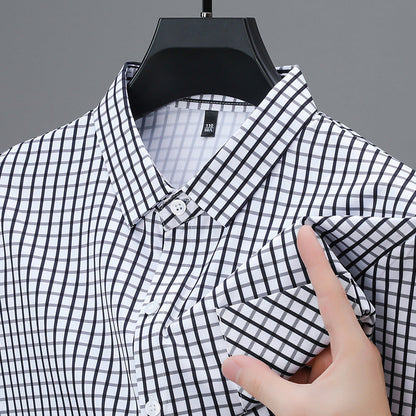 Camisa de hombre primaveral a cuadros con mangas largas – Corte amplio