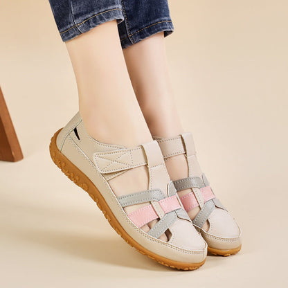 Sandali Donna Retrò con Chiusura a Strappo, Punta Tonda e Suola Morbida – Sandali Casual