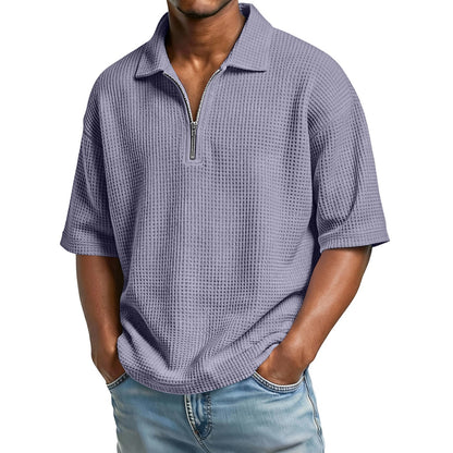 Men's Summer Polo Shirt in Honeycomb Knit with Short Sleeves – Regular Fit