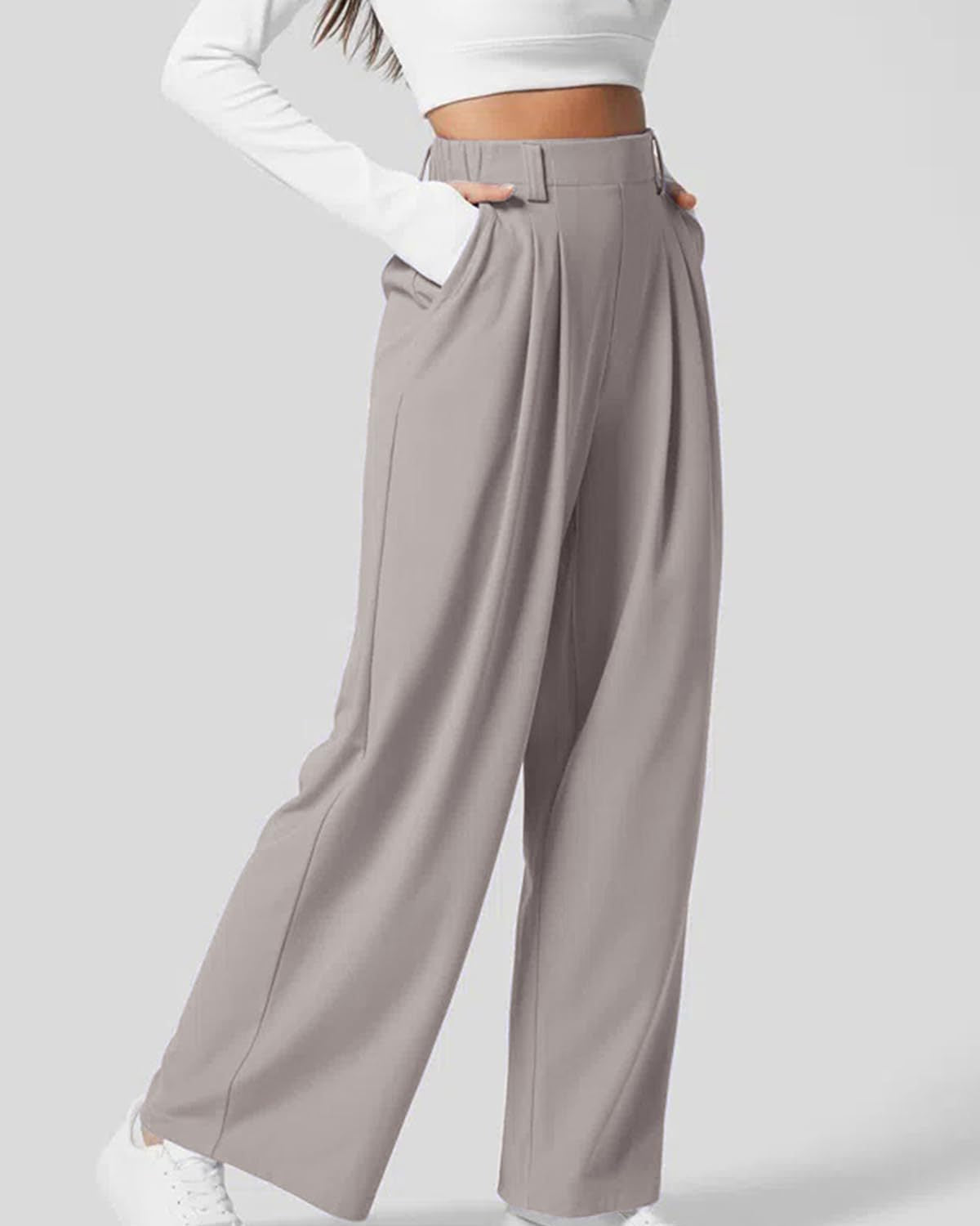 High-Waisted Women's Waffle Knit Wide-Leg Pants