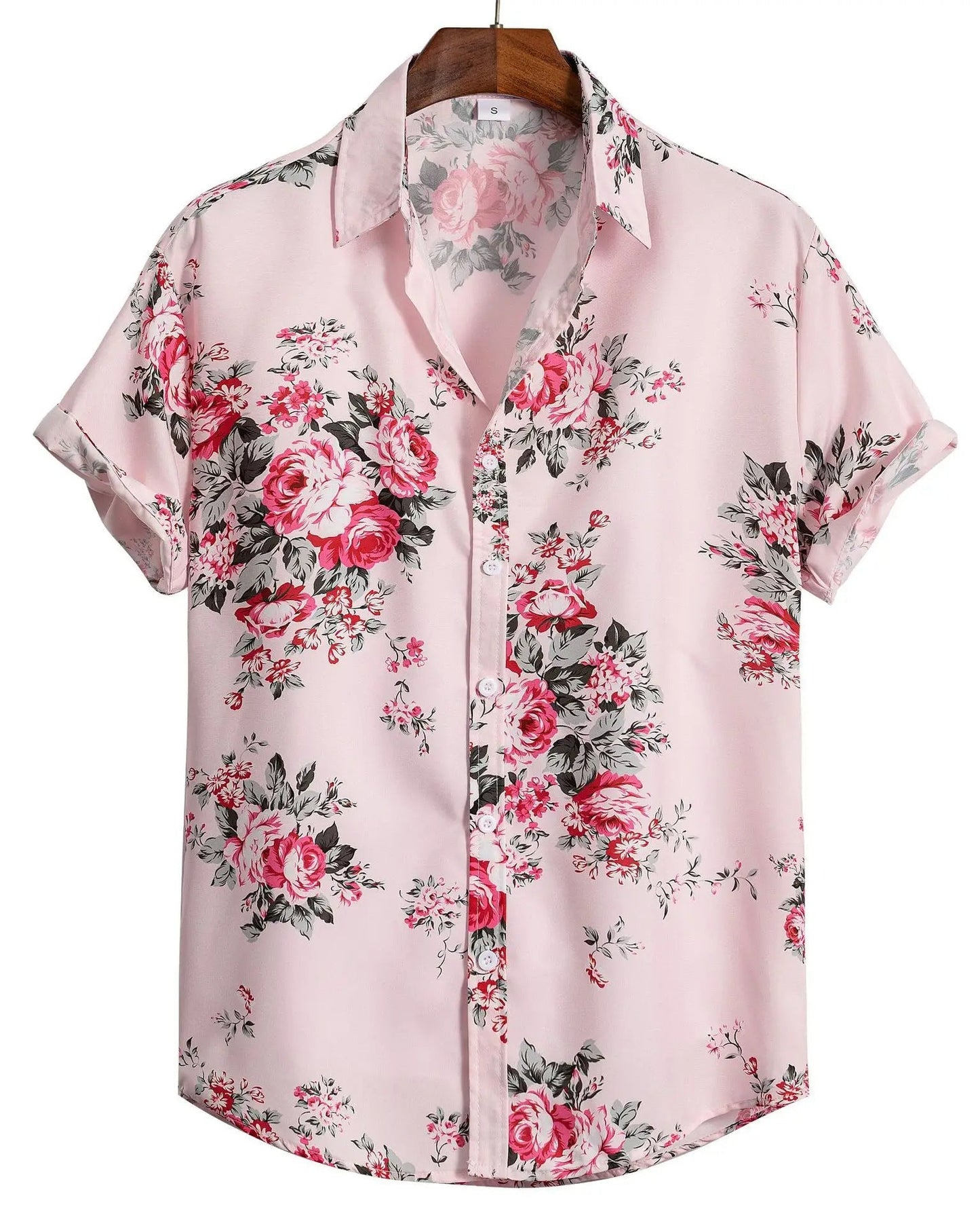 Camicia Uomo a Maniche Corte con Stampa Floreale e Bottoni – Leggera e Comoda